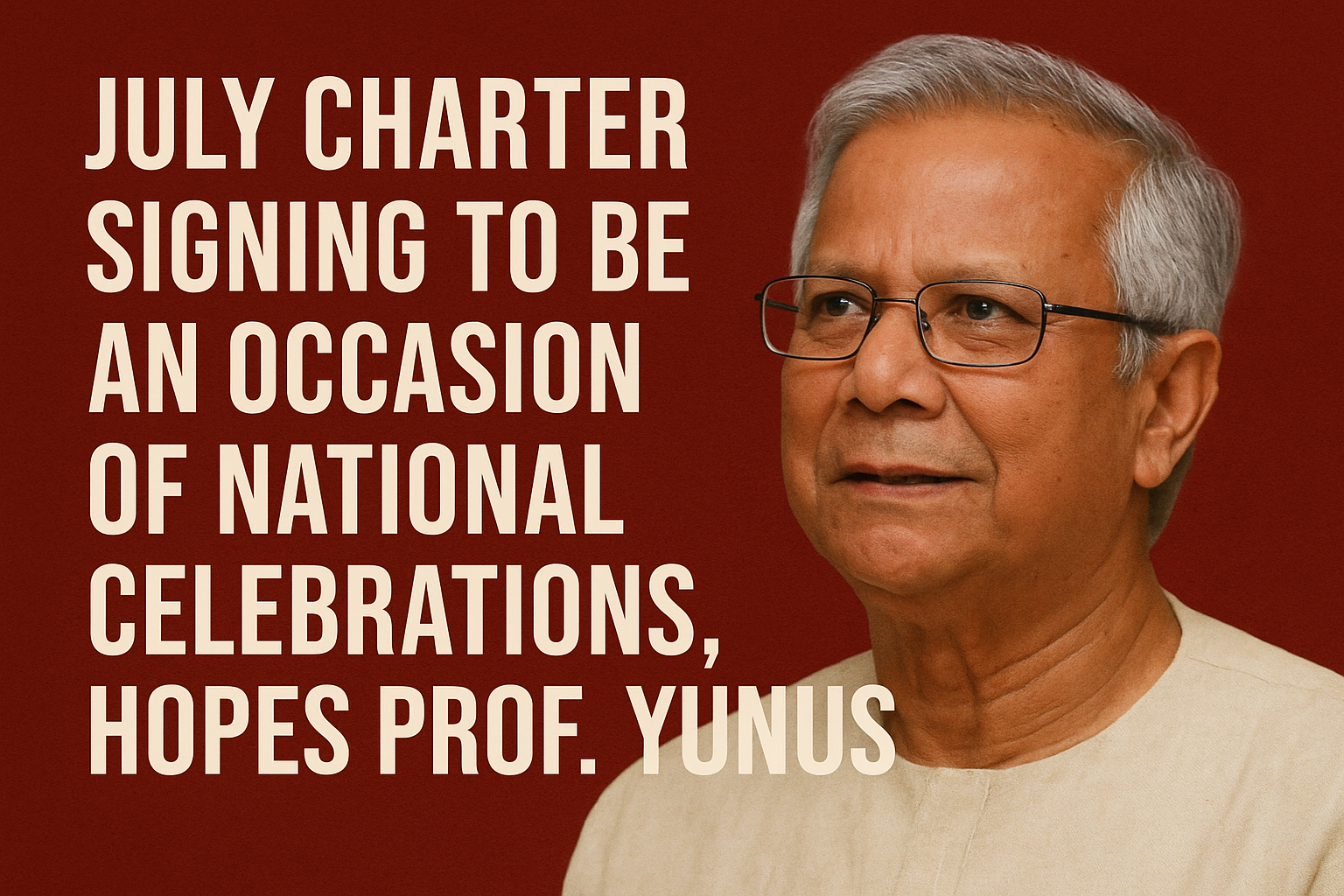 July Charter signing to be an occasion of national celebrations, hopes Prof Yunus
