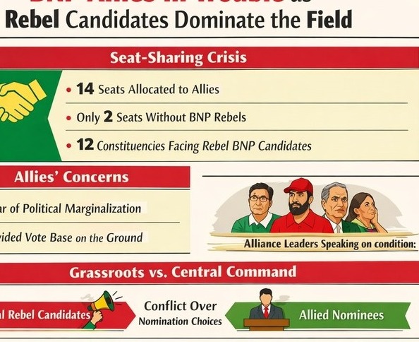 BNP Allies in Trouble as Rebel Candidates Dominate the Field
