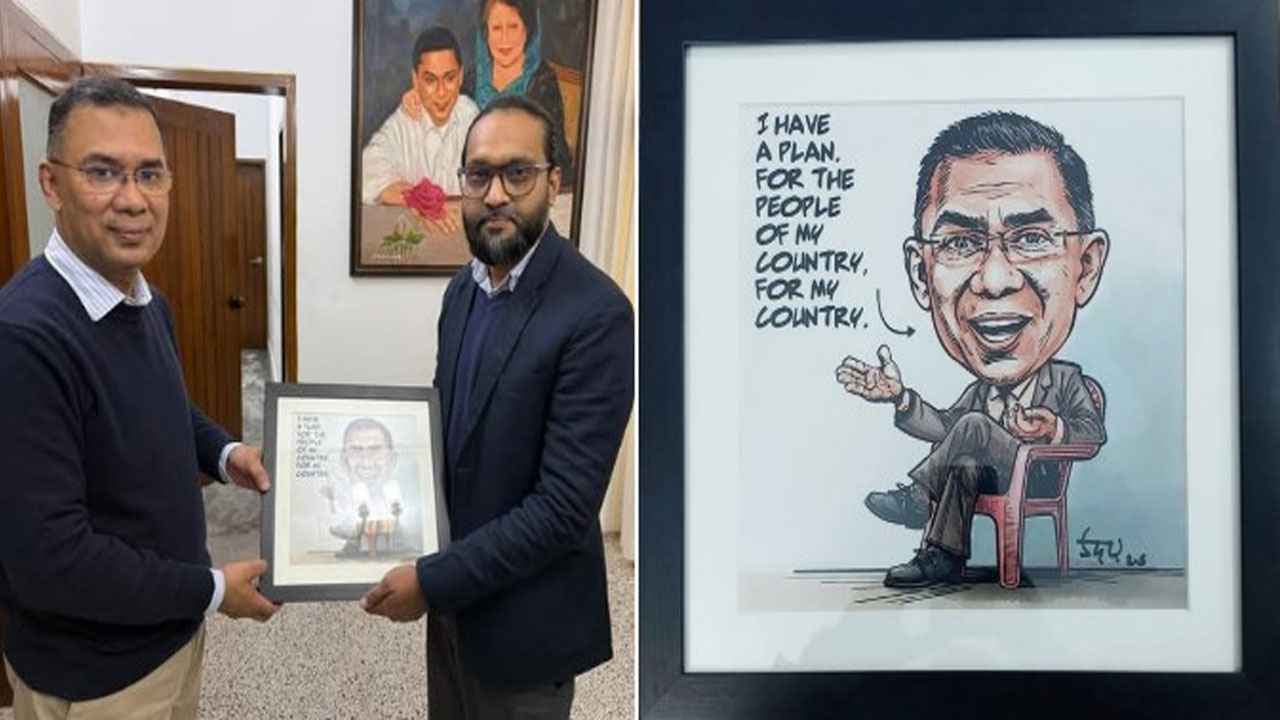 Cartoon Gifted to Tarique Rahman, BNP Chairman Expresses Gratitude
